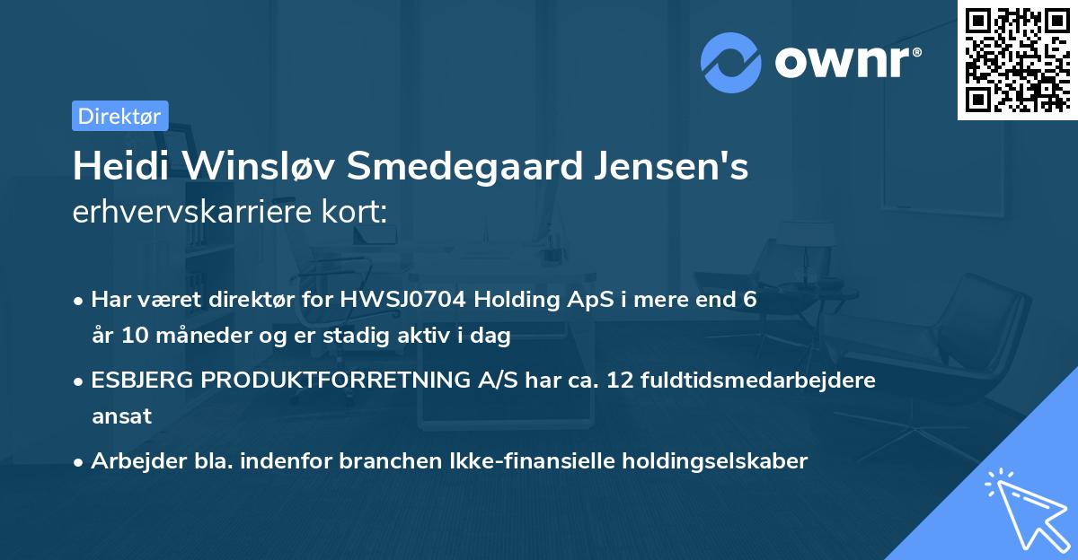 Heidi Winsløv Smedegaard Jensen's erhvervskarriere kort