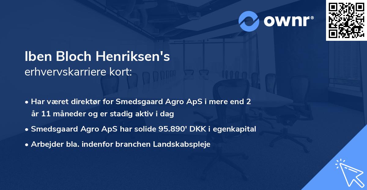 Iben Bloch Henriksen's erhvervskarriere kort