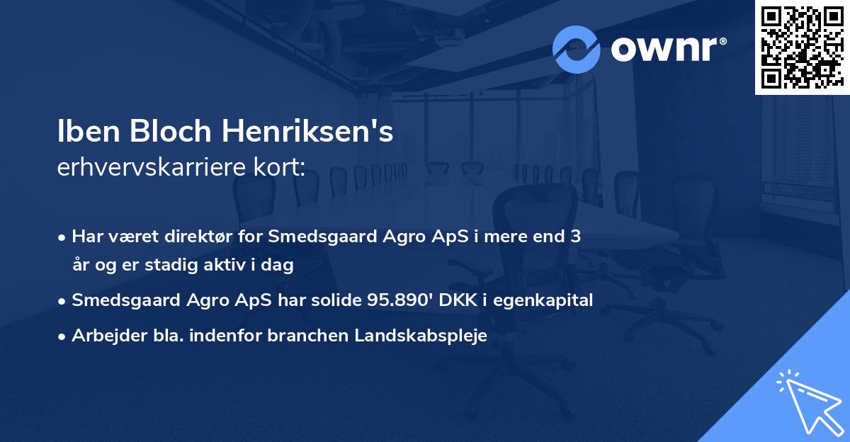 Iben Bloch Henriksen's erhvervskarriere kort