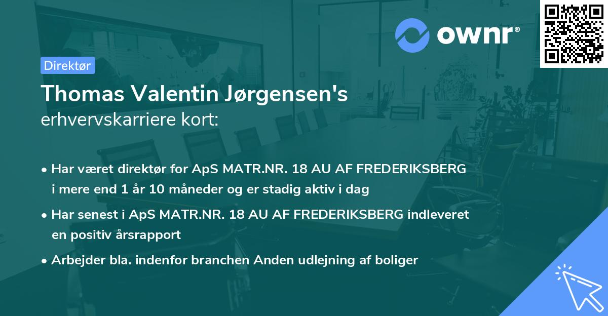 Thomas Valentin Jørgensen's erhvervskarriere kort