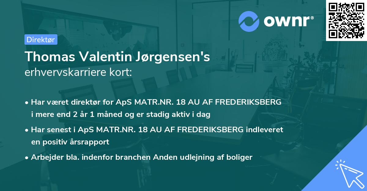 Thomas Valentin Jørgensen's erhvervskarriere kort