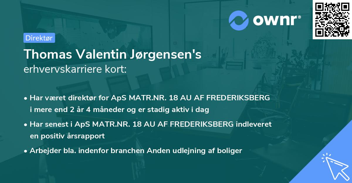 Thomas Valentin Jørgensen's erhvervskarriere kort