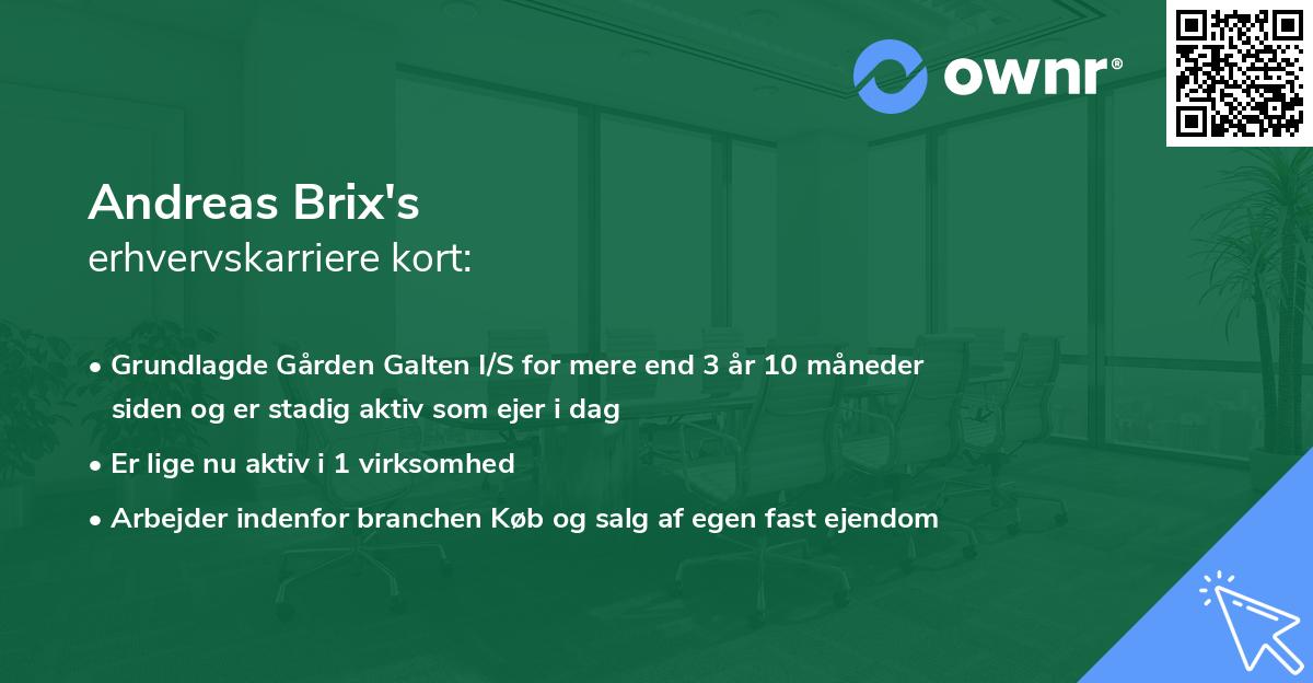 Andreas Brix's erhvervskarriere kort