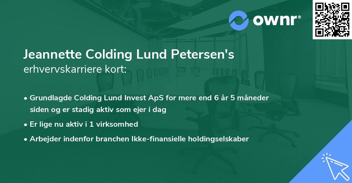 Jeannette Colding Lund Petersen's erhvervskarriere kort