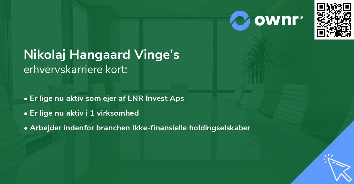 Nikolaj Hangaard Vinge's erhvervskarriere kort