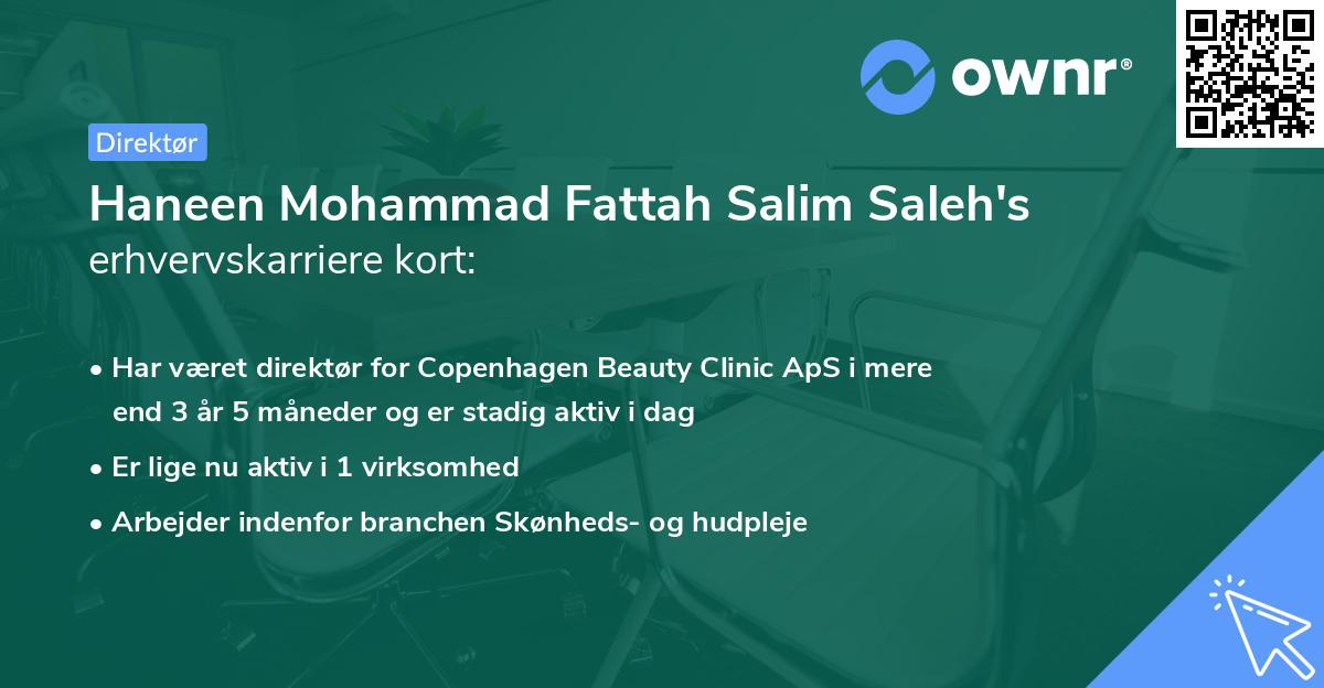 Haneen Mohammad Fattah Salim Saleh's erhvervskarriere kort