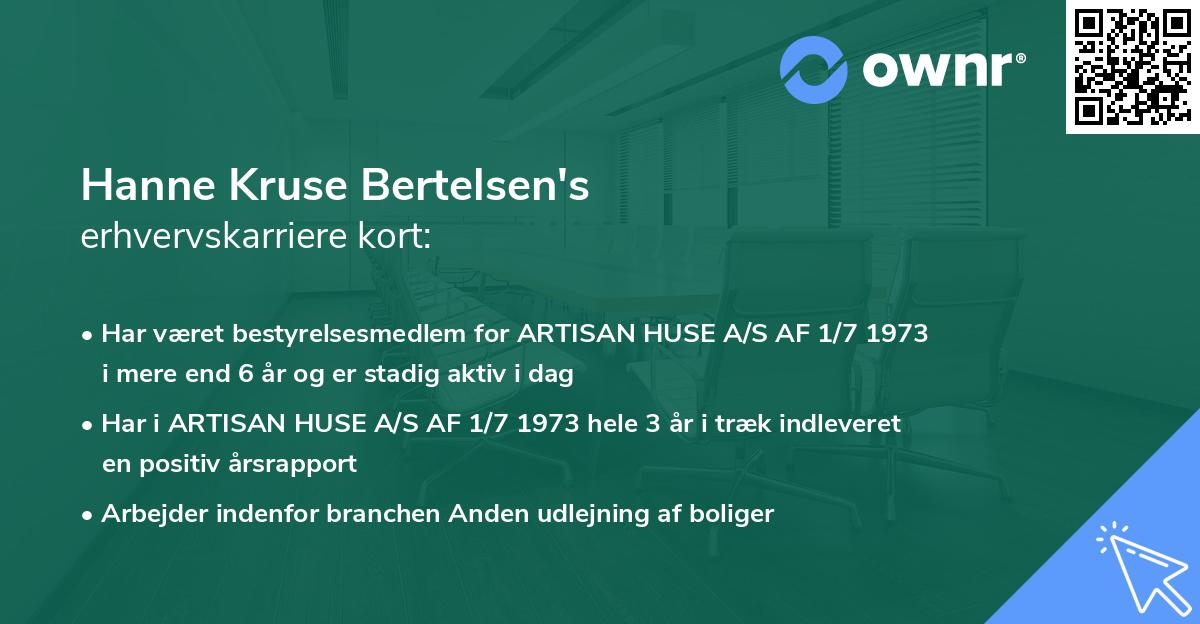 Hanne Kruse Bertelsen's erhvervskarriere kort