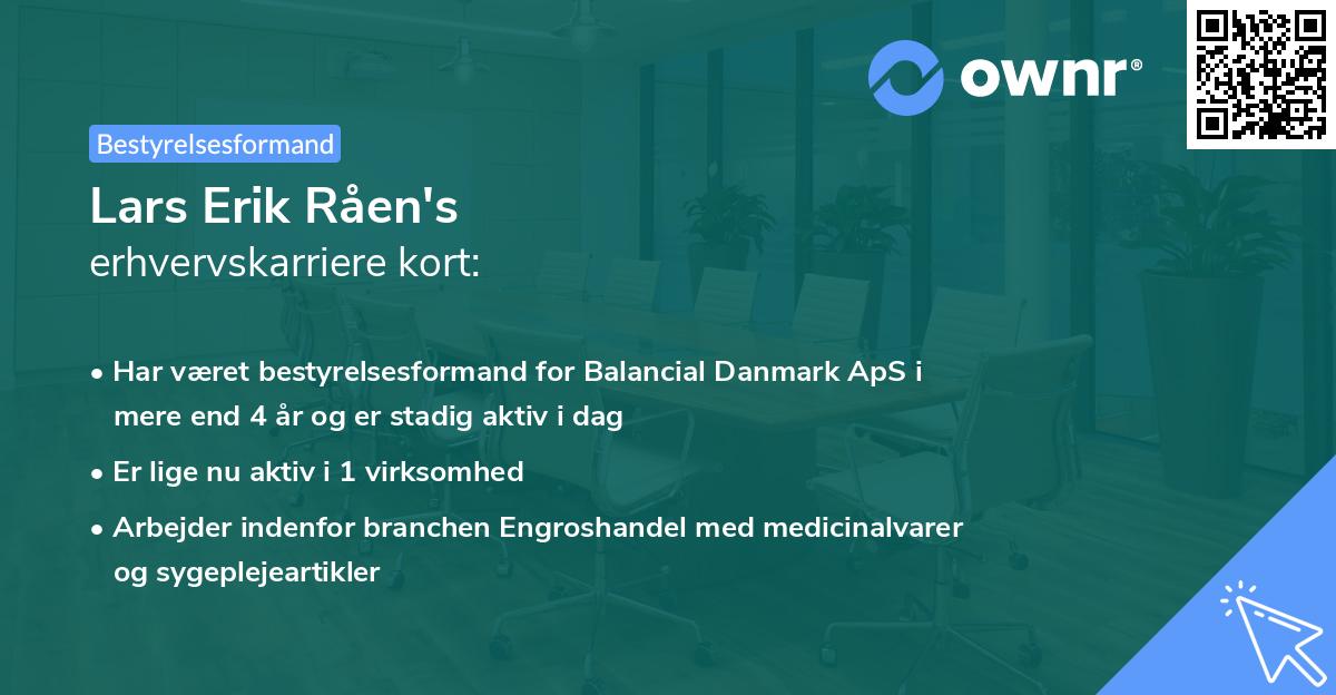 Lars Erik Råen's erhvervskarriere kort