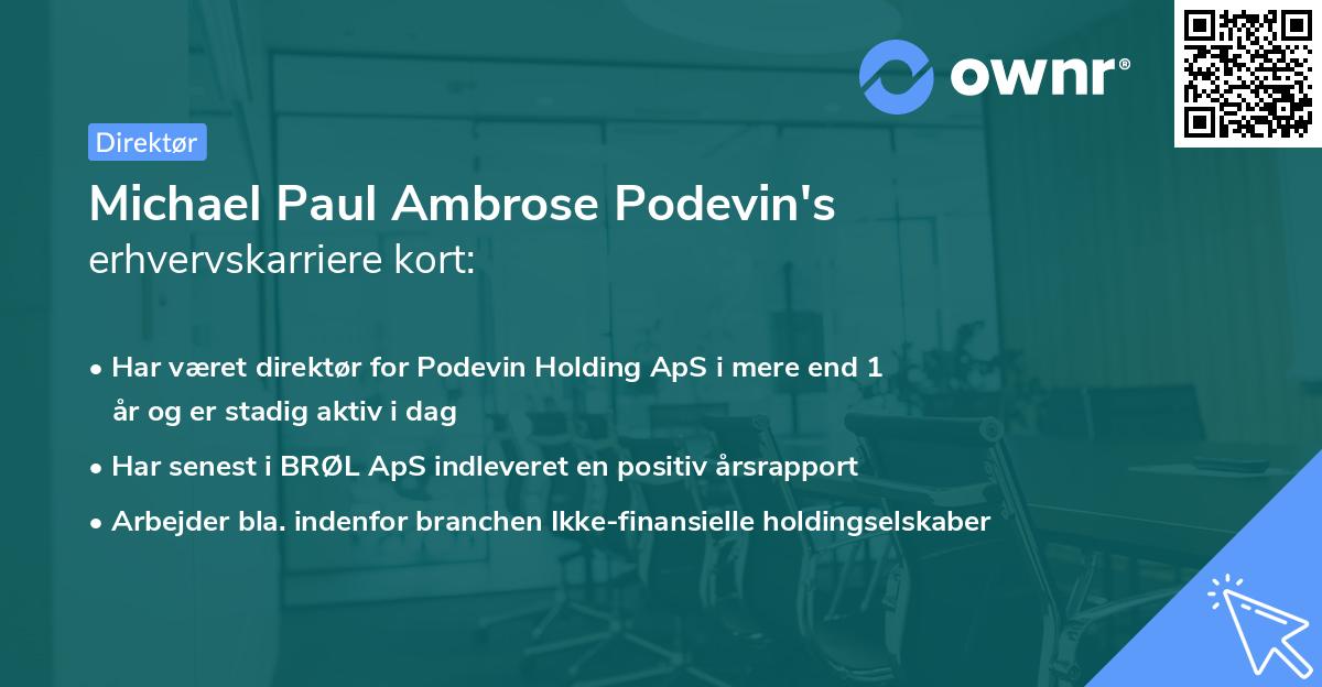 Michael Paul Ambrose Podevin's erhvervskarriere kort