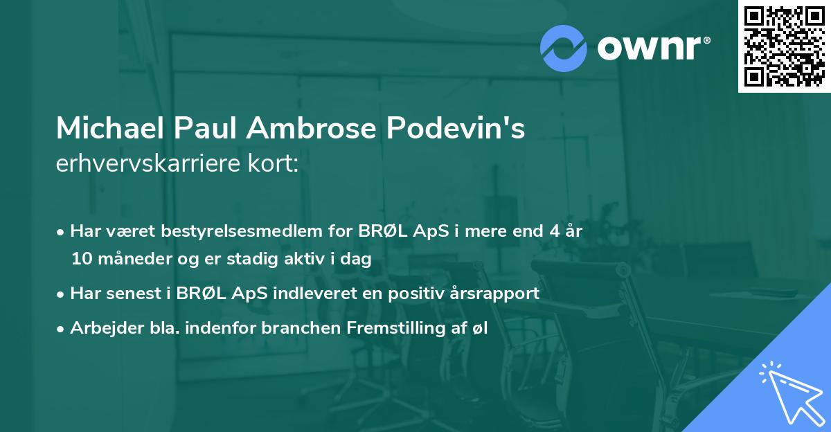 Michael Paul Ambrose Podevin's erhvervskarriere kort