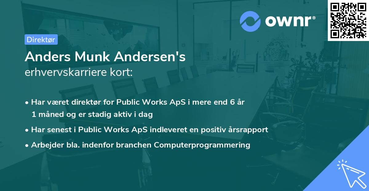 Anders Munk Andersen's erhvervskarriere kort