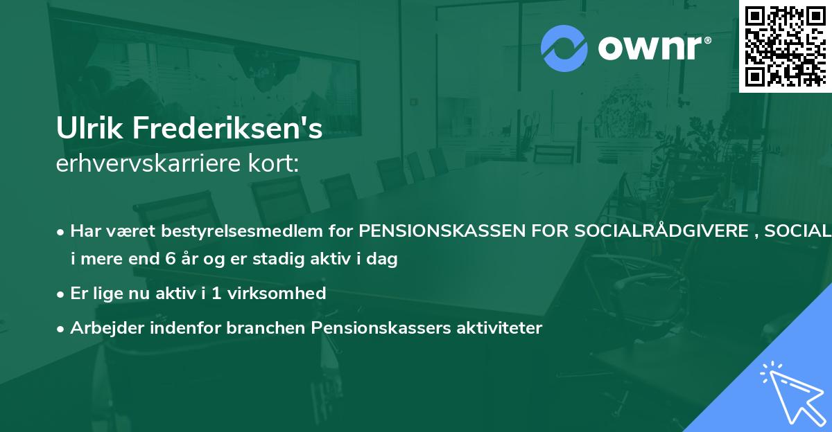 Ulrik Frederiksen's erhvervskarriere kort