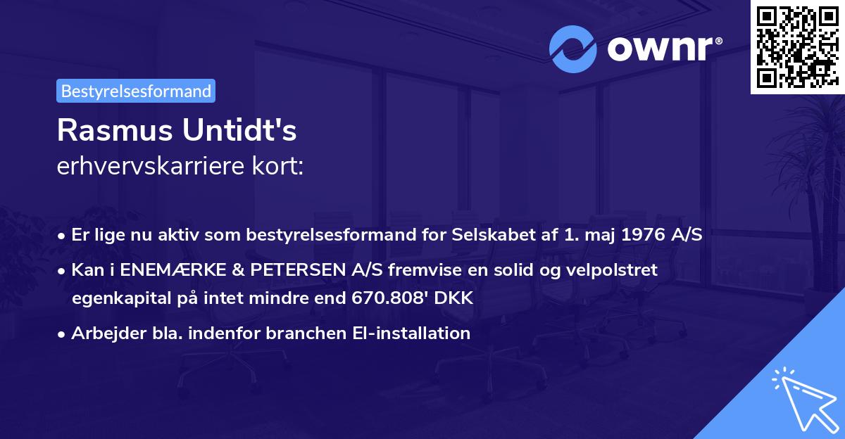 Rasmus Untidt's erhvervskarriere kort