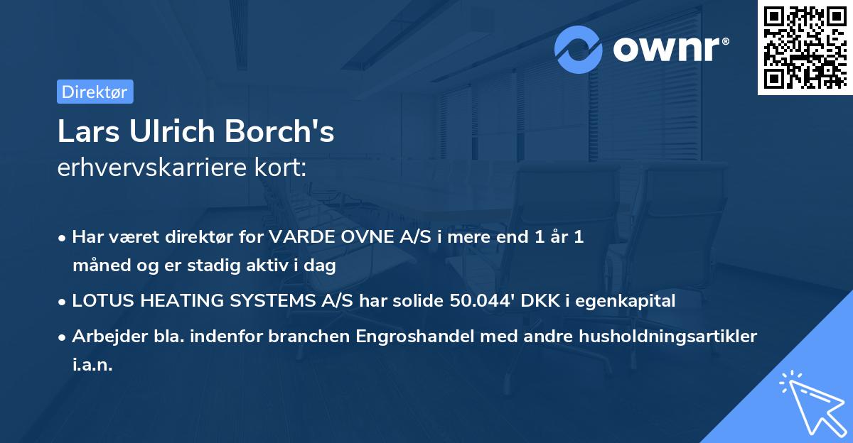 Lars Ulrich Borch's erhvervskarriere kort