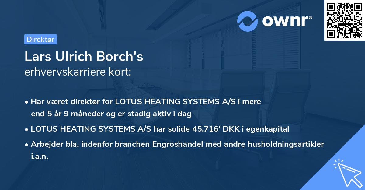 Lars Ulrich Borch's erhvervskarriere kort