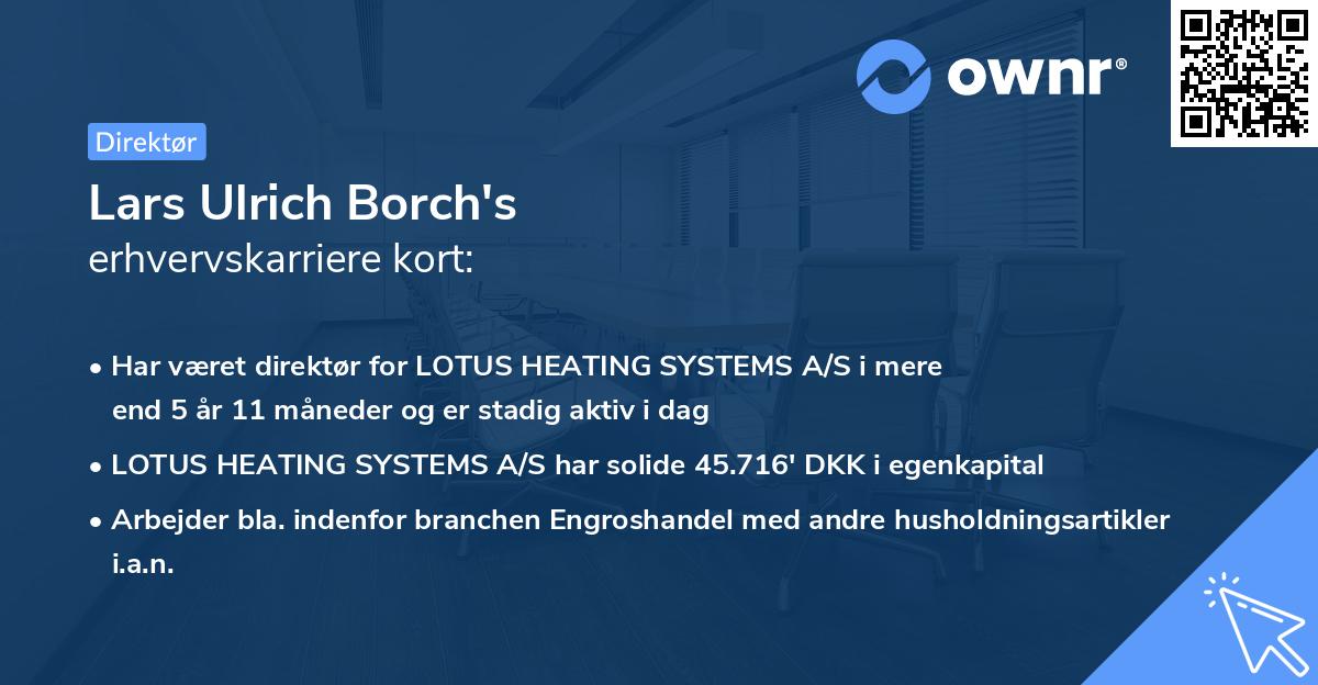 Lars Ulrich Borch's erhvervskarriere kort