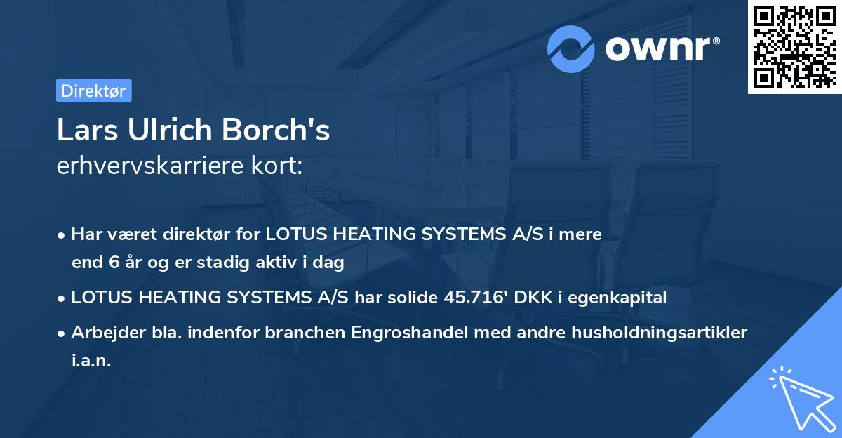 Lars Ulrich Borch's erhvervskarriere kort