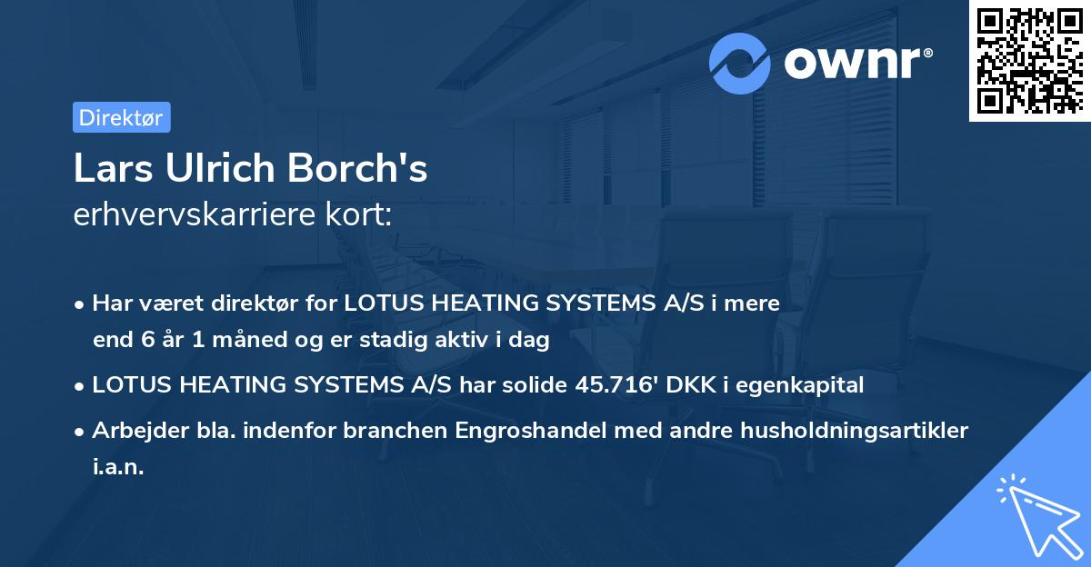 Lars Ulrich Borch's erhvervskarriere kort