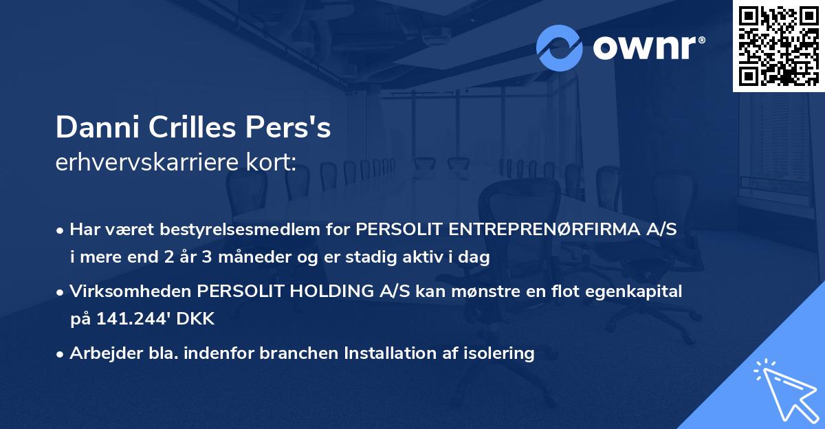 Danni Crilles Pers's erhvervskarriere kort