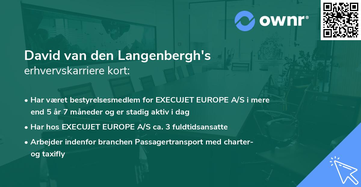 David van den Langenbergh's erhvervskarriere kort