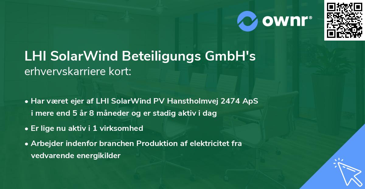 LHI SolarWind Beteiligungs GmbH's erhvervskarriere kort