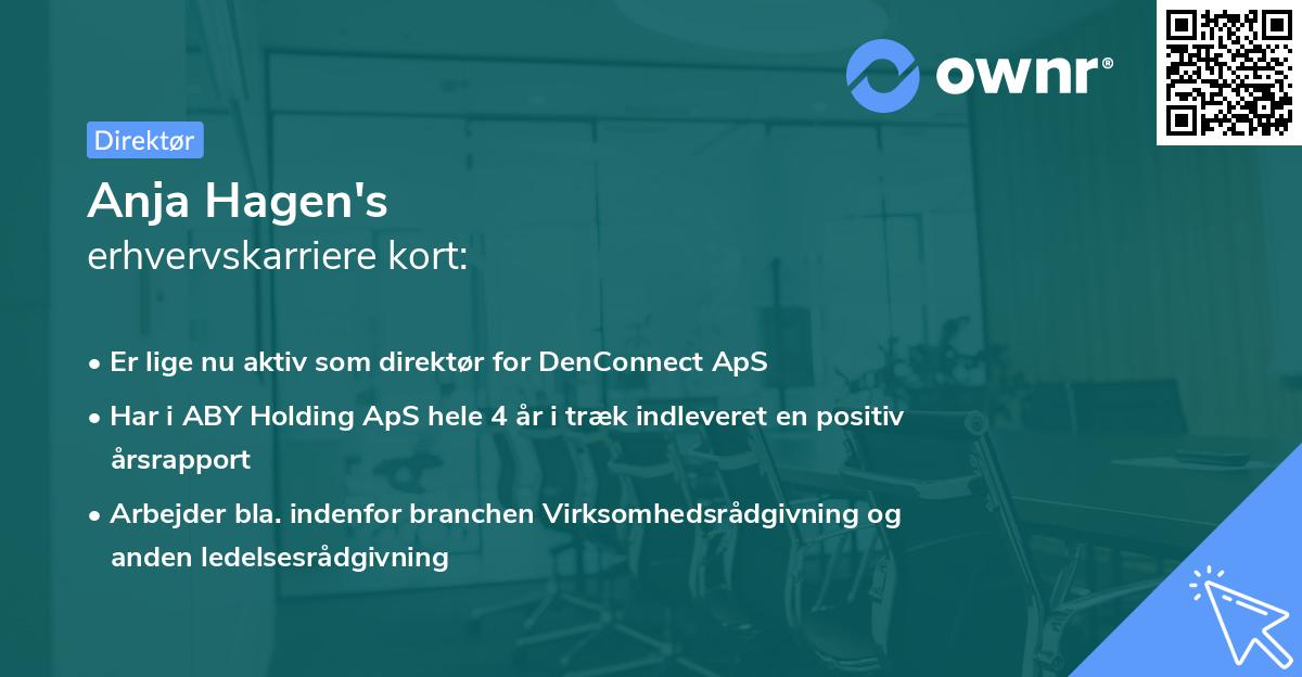 Anja Hagen's erhvervskarriere kort