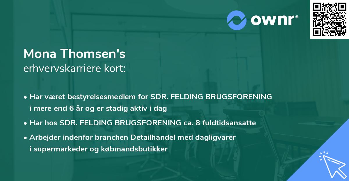 Mona Thomsen's erhvervskarriere kort