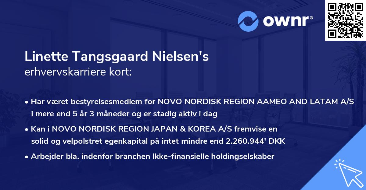 Linette Tangsgaard Nielsen's erhvervskarriere kort