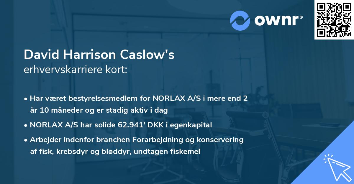 David Harrison Caslow's erhvervskarriere kort