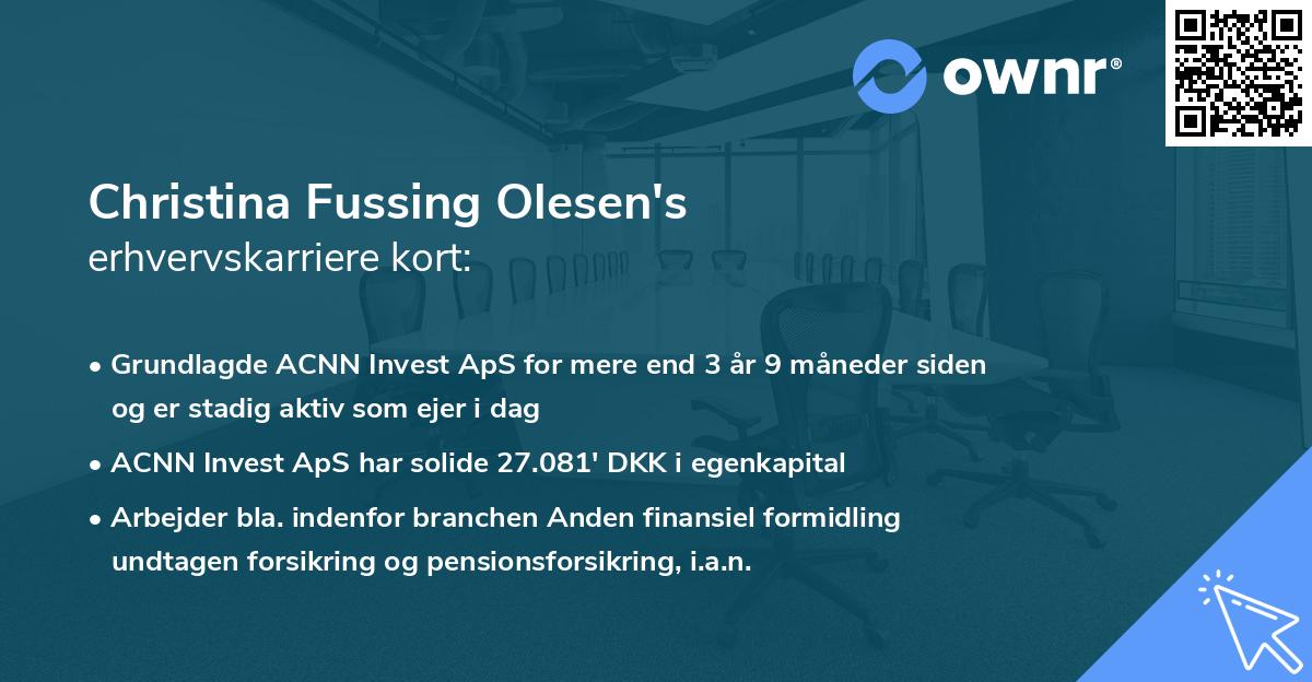 Christina Fussing Olesen's erhvervskarriere kort