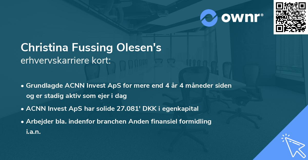 Christina Fussing Olesen's erhvervskarriere kort