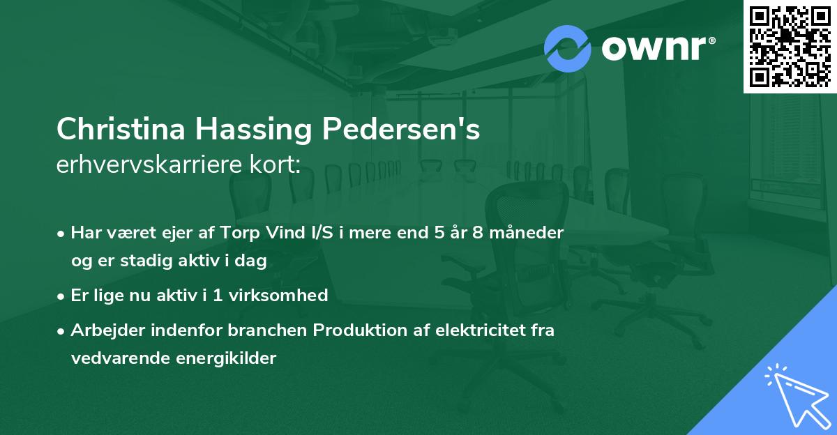 Christina Hassing Pedersen's erhvervskarriere kort