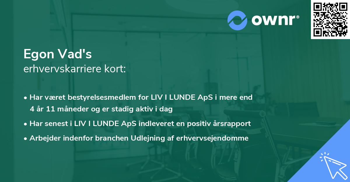 Egon Vad's erhvervskarriere kort