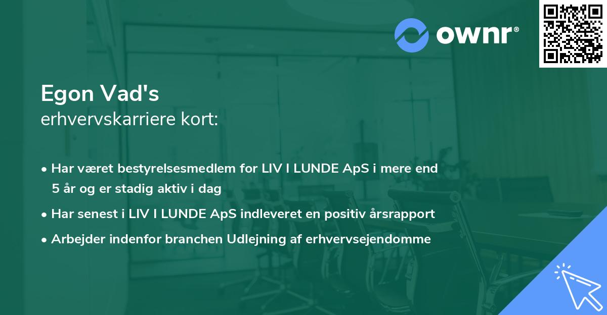 Egon Vad's erhvervskarriere kort