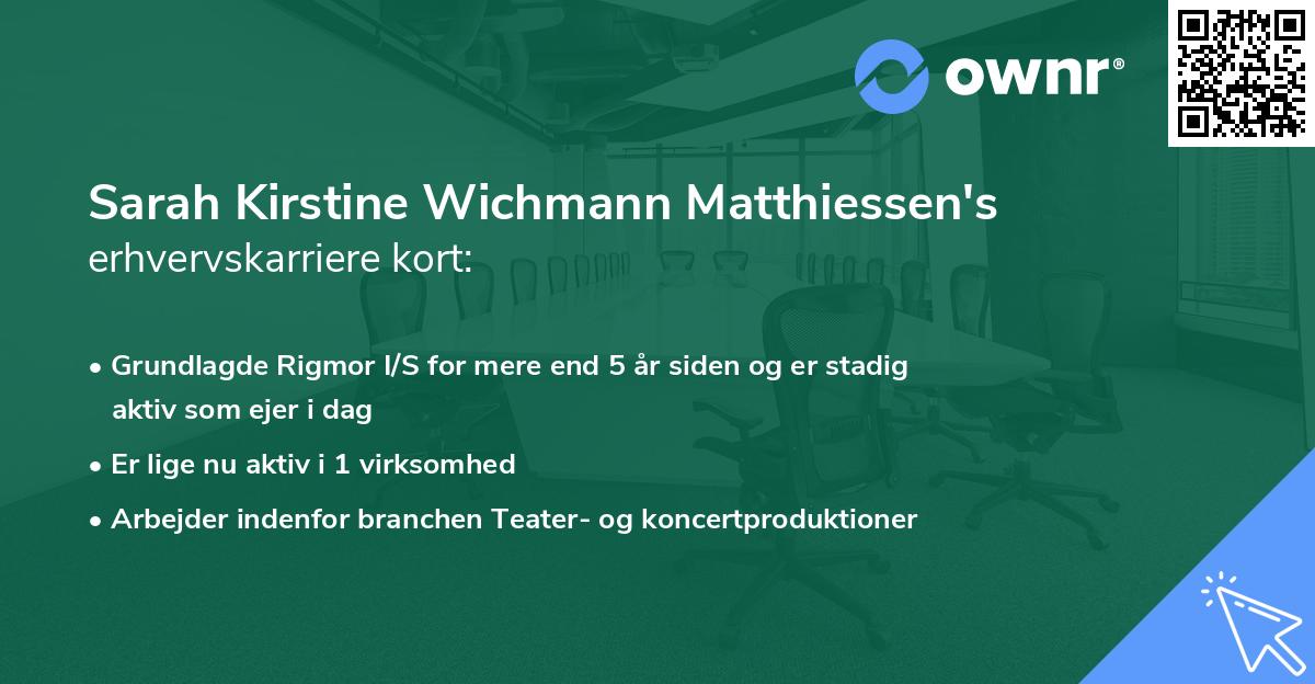 Sarah Kirstine Wichmann Matthiessen's erhvervskarriere kort