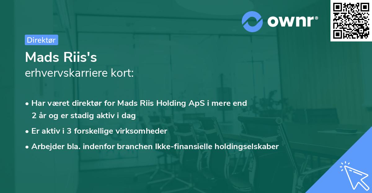 Mads Riis's erhvervskarriere kort