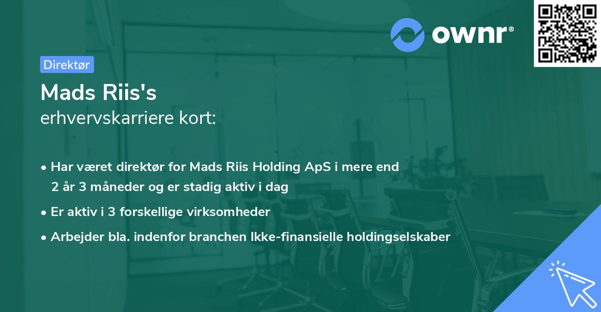Mads Riis's erhvervskarriere kort