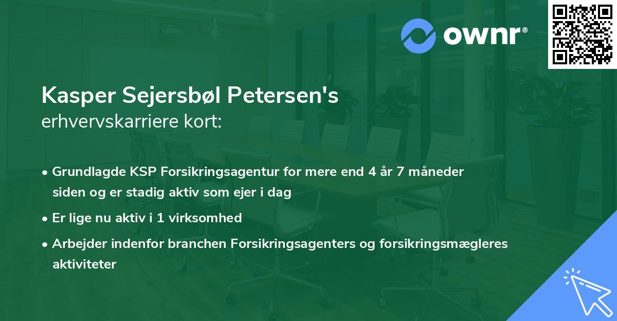 Kasper Sejersbøl Petersen's erhvervskarriere kort