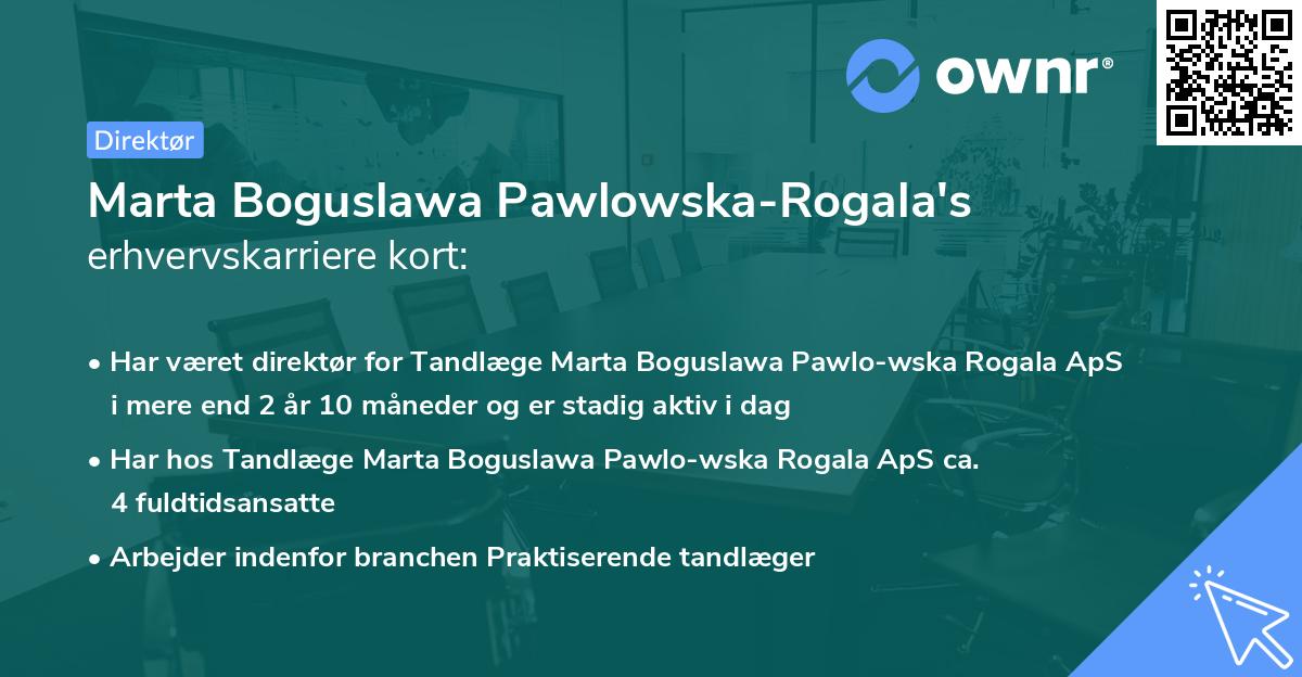 Marta Boguslawa Pawlowska-Rogala's erhvervskarriere kort