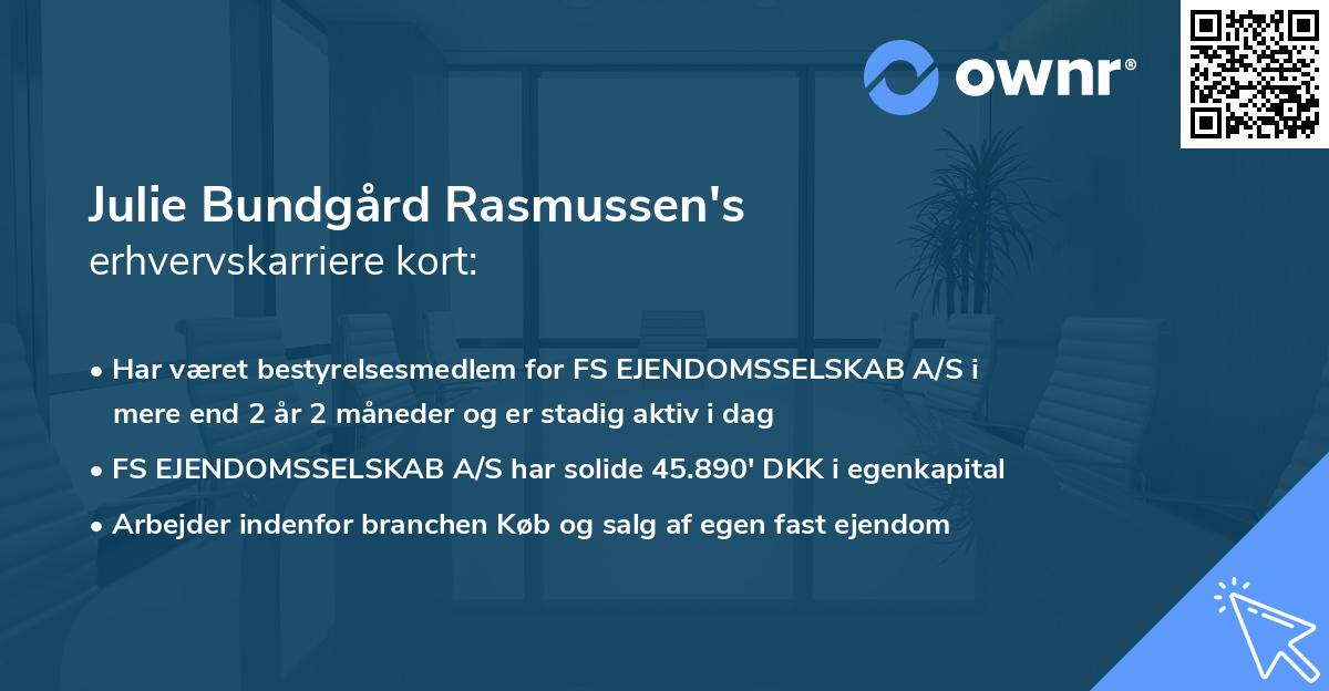 Julie Bundgård Rasmussen's erhvervskarriere kort