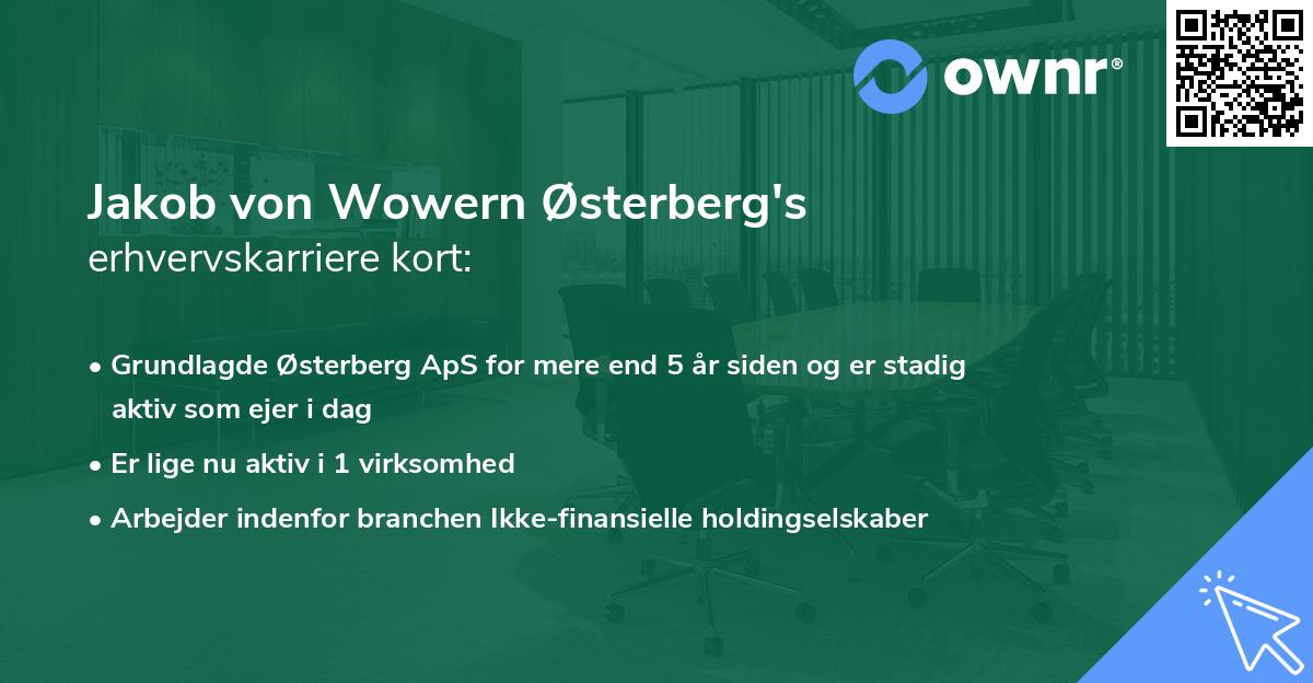 Jakob von Wowern Østerberg's erhvervskarriere kort