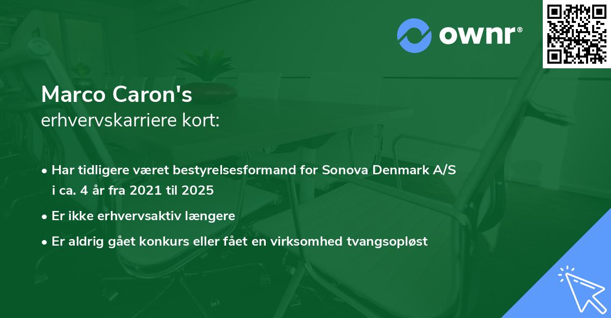 Marco Caron's erhvervskarriere kort