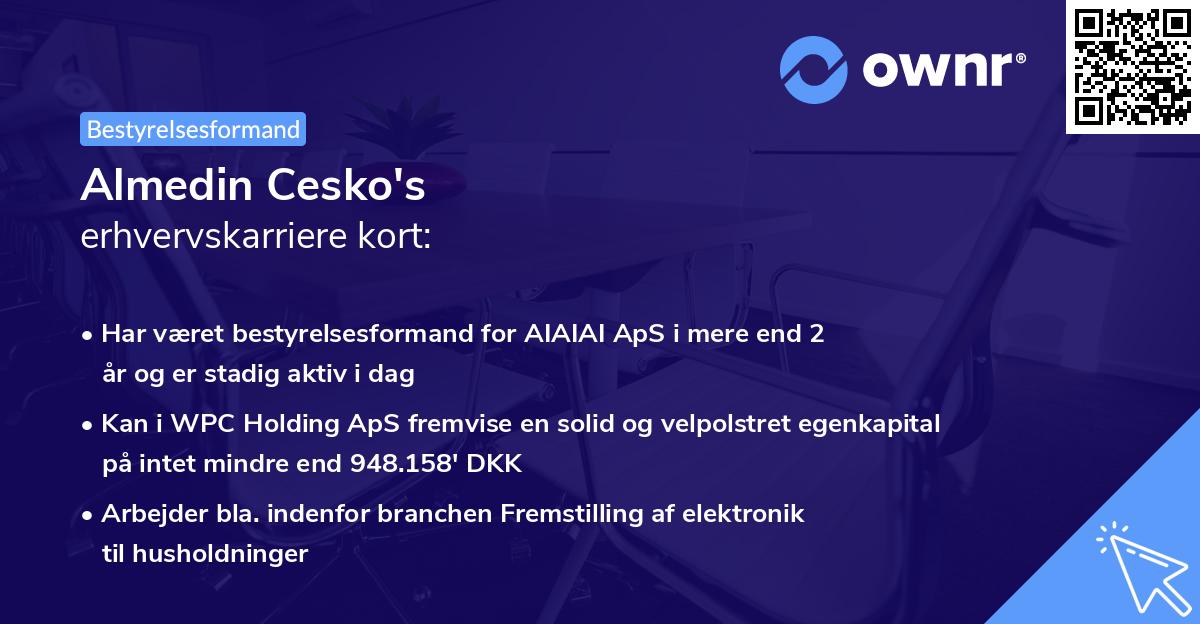Almedin Cesko's erhvervskarriere kort