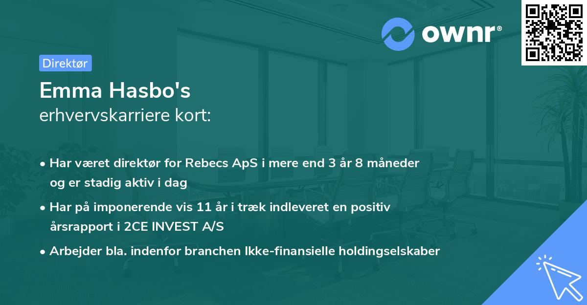 Emma Hasbo's erhvervskarriere kort