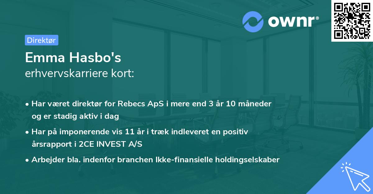 Emma Hasbo's erhvervskarriere kort
