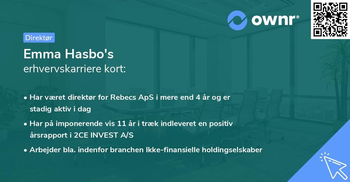 Emma Hasbo's erhvervskarriere kort