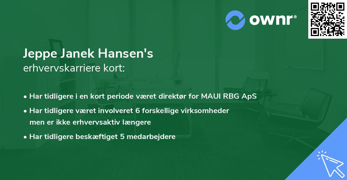 Jeppe Janek Hansen's erhvervskarriere kort
