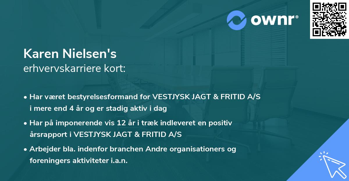 Karen Nielsen's erhvervskarriere kort