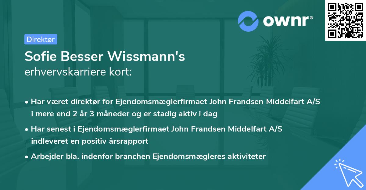 Sofie Besser Wissmann's erhvervskarriere kort