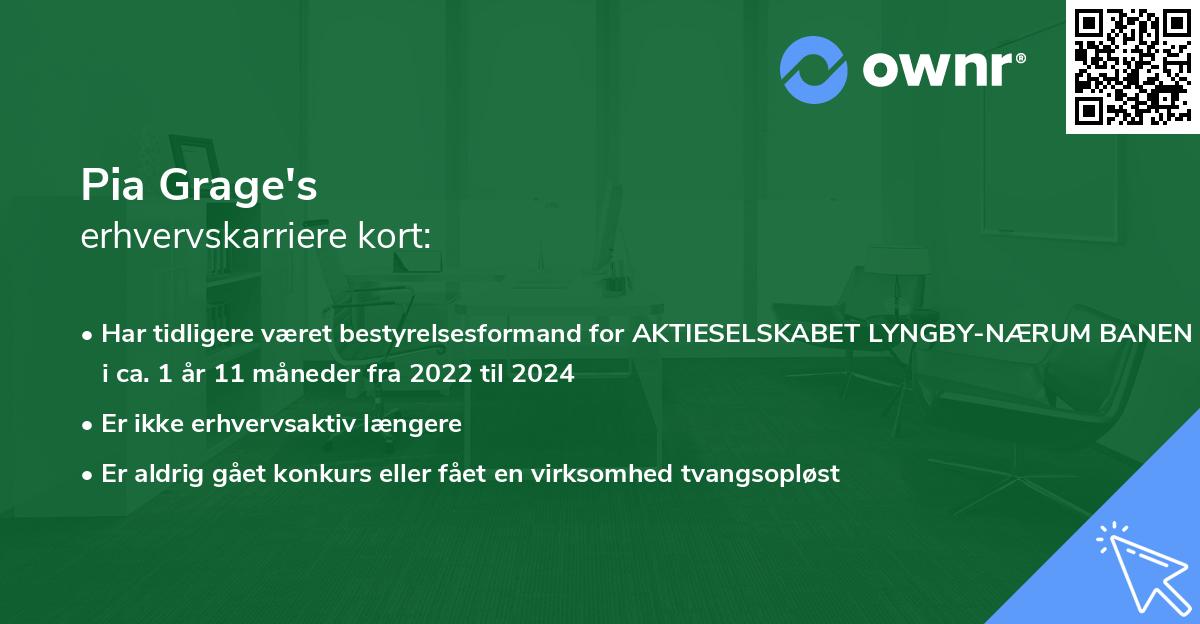 Pia Grage's erhvervskarriere kort